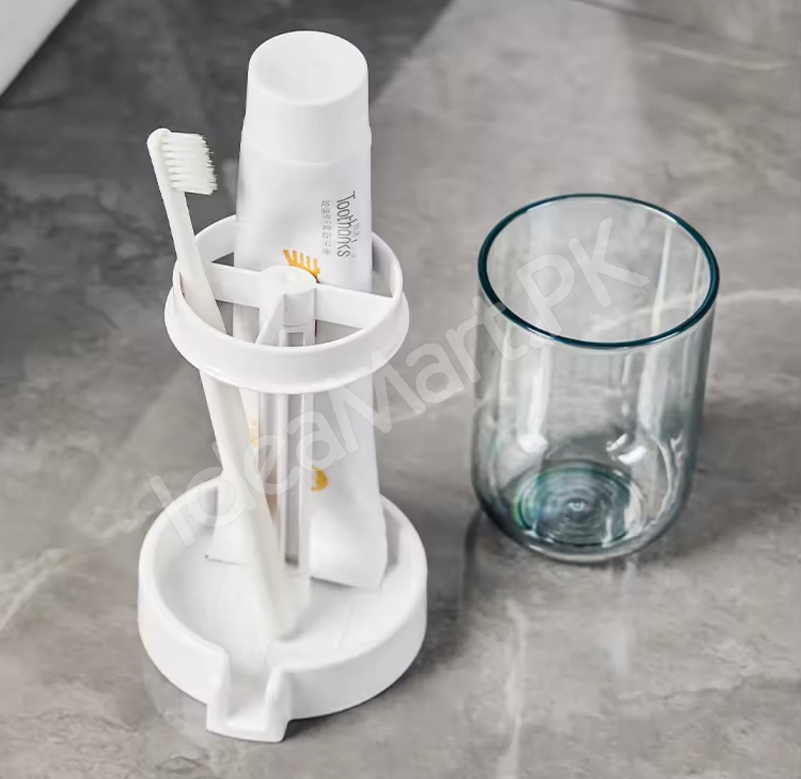 dustproof-toothbrush-holder-with-protective-cover-stand-alone-toothpaste-storage-rack-multi-slot-countertop-bathroom-vanity-organizer-product-image