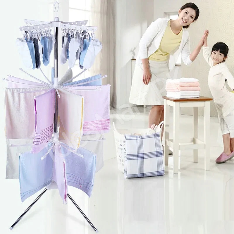 3-tier-horse-clothes-drying-rack-with-360-rotating-tripod-base-foldable-stainless-steel-laundry-airer-stand-for-indoor-outdoor-balcony-clothing-storage-product-image