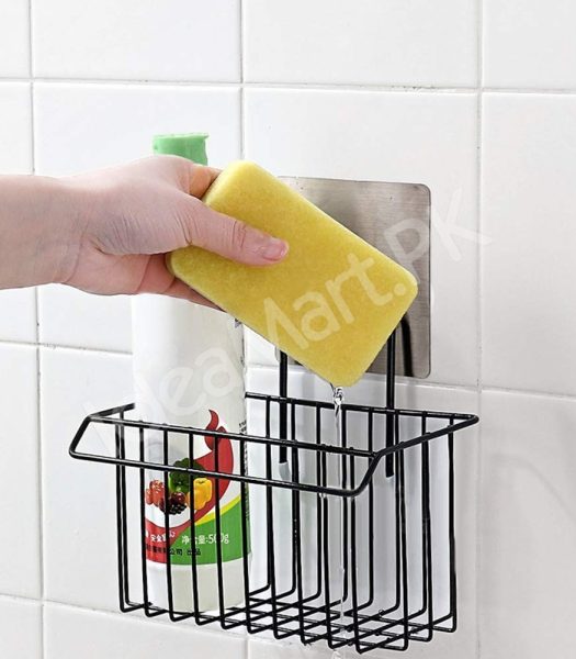 metal-sponge-holder-with-towel-stand-kitchen-dish-cloth-sponge-shelf-storage-basket-bathroom-towel-drain-rack-kitchen-organizer-shower-caddy-basket-shelf-product-image