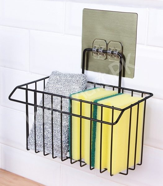 metal-sponge-holder-with-towel-stand-kitchen-dish-cloth-sponge-shelf-storage-basket-bathroom-towel-drain-rack-kitchen-organizer-shower-caddy-basket-shelf-product-image