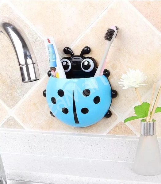 cute-ladybug-design-suction-cup-wall-mount-toothbrush-and-toothpaste-organizer-for-kids-bathroom-storage-product-image