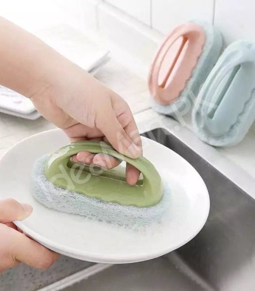 handheld-plastic-scrub-brush-with-non-scratch-scouring-sponge-for-heavy-duty-kitchen-sink-and-bathroom-cleaning-product-image