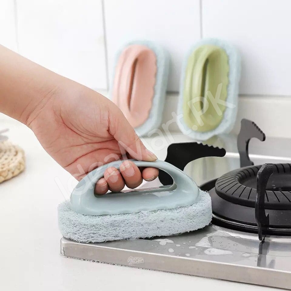 handheld-plastic-scrub-brush-with-non-scratch-scouring-sponge-for-heavy-duty-kitchen-sink-and-bathroom-cleaning-product-image