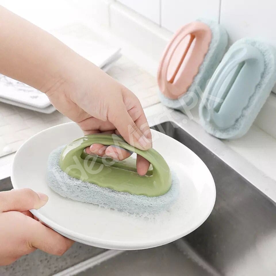 handheld-plastic-scrub-brush-with-non-scratch-scouring-sponge-for-heavy-duty-kitchen-sink-and-bathroom-cleaning-product-image
