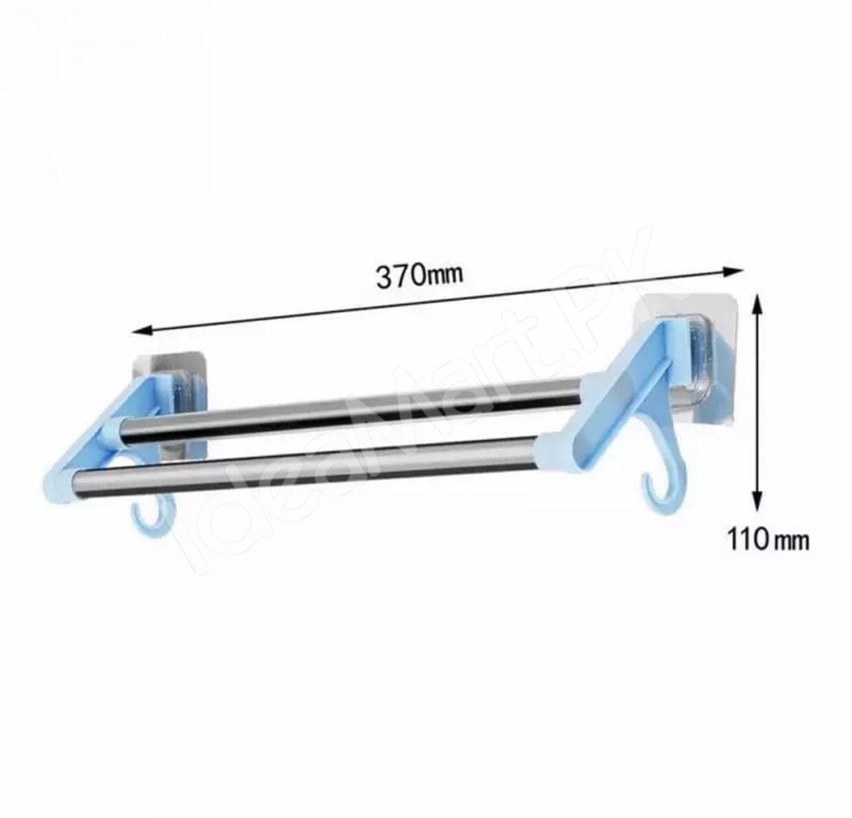 stainless-steel-double-towel-bar-rack-with-hanging-hooks-adhesive-wall-mount-storage-for-bathroom-shower-or-kitchen-product-image