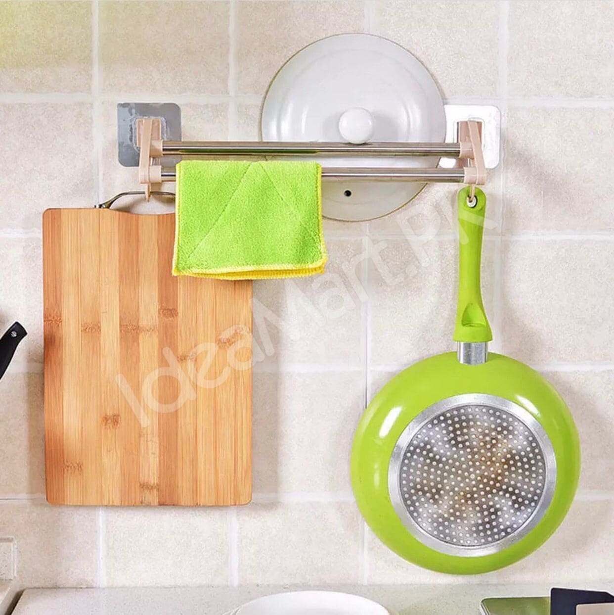 stainless-steel-double-towel-bar-rack-with-hanging-hooks-adhesive-wall-mount-storage-for-bathroom-shower-or-kitchen-product-image