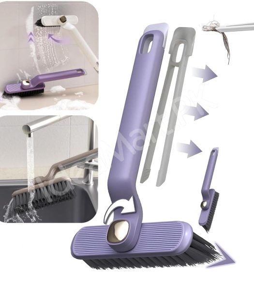 3-in-1-multifunction-cleaning-brush-with-360-rotating-head-v-shaped-bristles-tail-spatula-hair-clip-tool-product-image