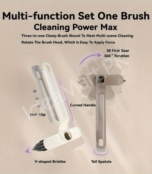 3-in-1-multifunction-cleaning-brush-with-360-rotating-head-v-shaped-bristles-tail-spatula-hair-clip-tool-product-image