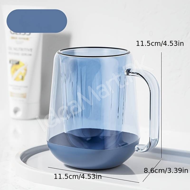 transparent-mouthwash-mug-plastic-tumbler-with-handle-modern-design-for-bathroom-storage-oral-care-product-image
