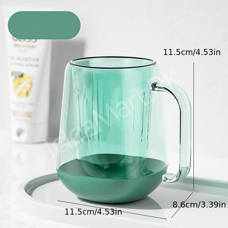 transparent-mouthwash-mug-plastic-tumbler-with-handle-modern-design-for-bathroom-storage-oral-care-product-image