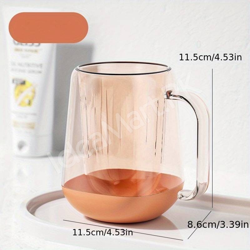 transparent-mouthwash-mug-plastic-tumbler-with-handle-modern-design-for-bathroom-storage-oral-care-product-image