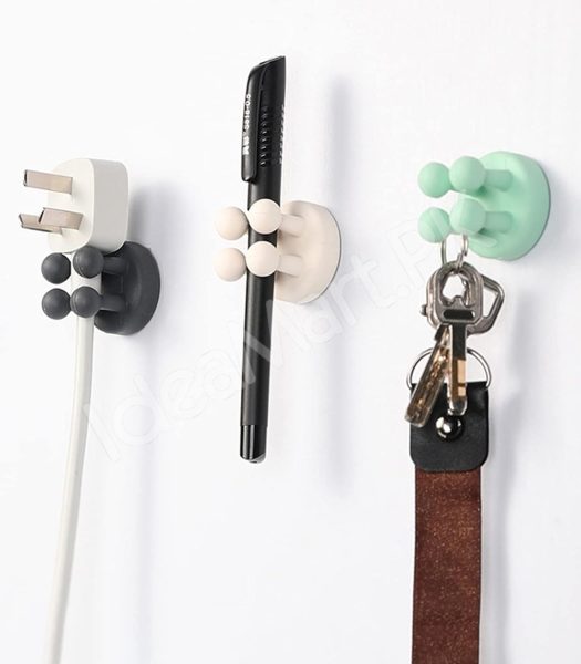 silicone-utility-hook-with-four-leg-elastic-design-multifunctional-self-adhesive-holder-for-toothbrush-kitchen-bathroom-product-image