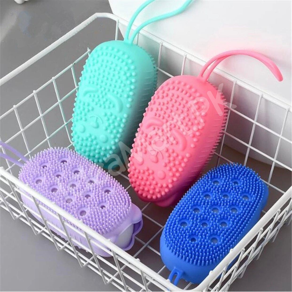 silicone-double-sided-bath-brush-with-soap-holder-soft-bristles-for-full-body-cleaning-spa-and-baby-shower-product-image