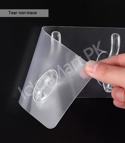 flexible-transparent-6-hook-adhesive-utility-strip-hanger-wall-mount-storage-for-bathroom-towels-kitchen-tools-home-goods-product-image
