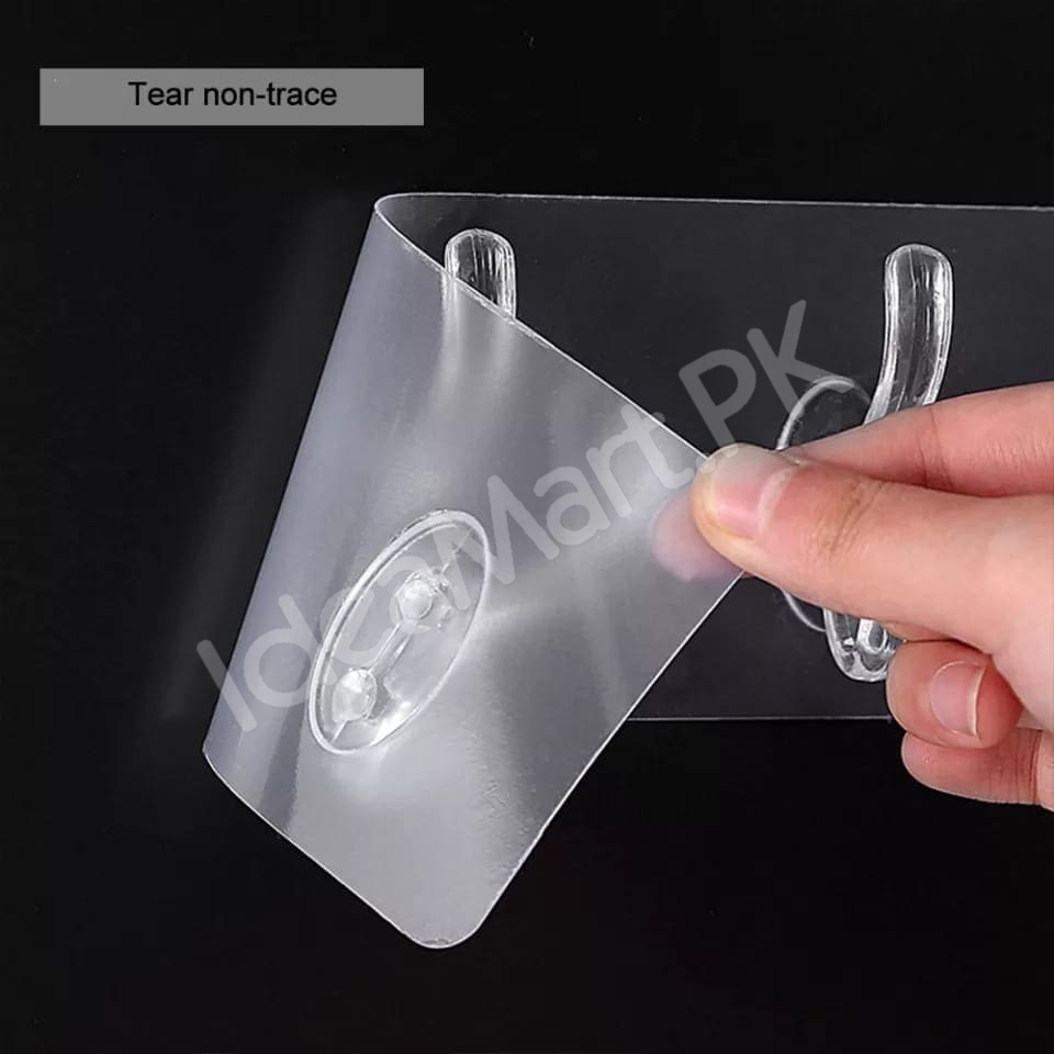flexible-transparent-6-hook-adhesive-utility-strip-hanger-wall-mount-storage-for-bathroom-towels-kitchen-tools-home-goods-product-image