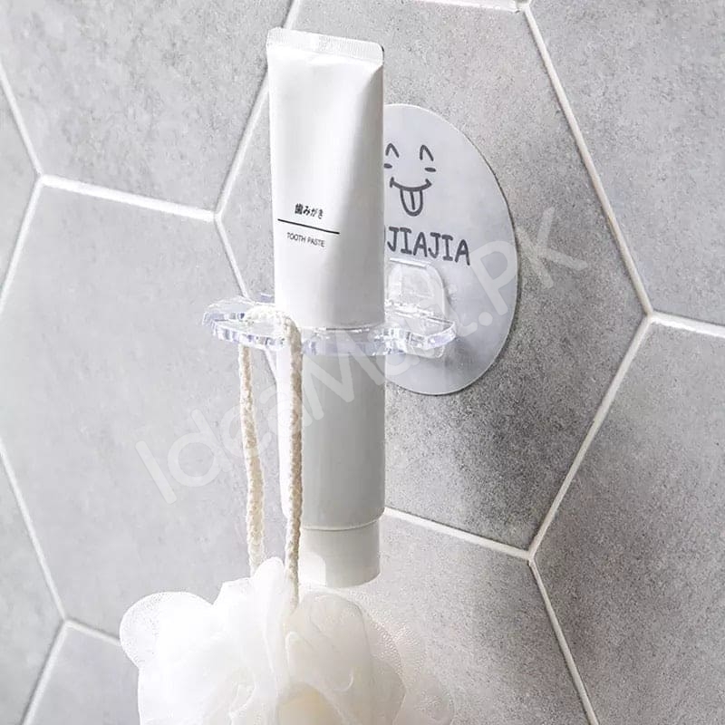 adhesive-bathroom-acrylic-toothbrush-holder-and-toothpaste-organizer-rack-with-multi-slot-wall-mount-design-product-image