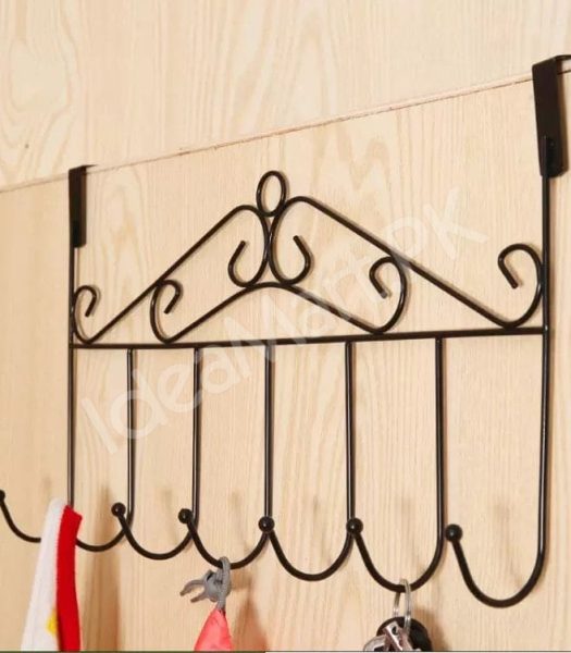 wrought-iron-style-over-the-door-hanger-with-multiple-hooks-for-coats-hats-towels-and-bags-product-image