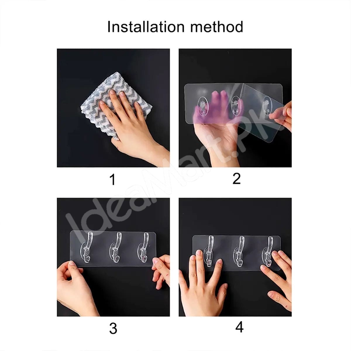 flexible-transparent-6-hook-adhesive-utility-strip-hanger-wall-mount-storage-for-bathroom-towels-kitchen-tools-home-goods-product-image