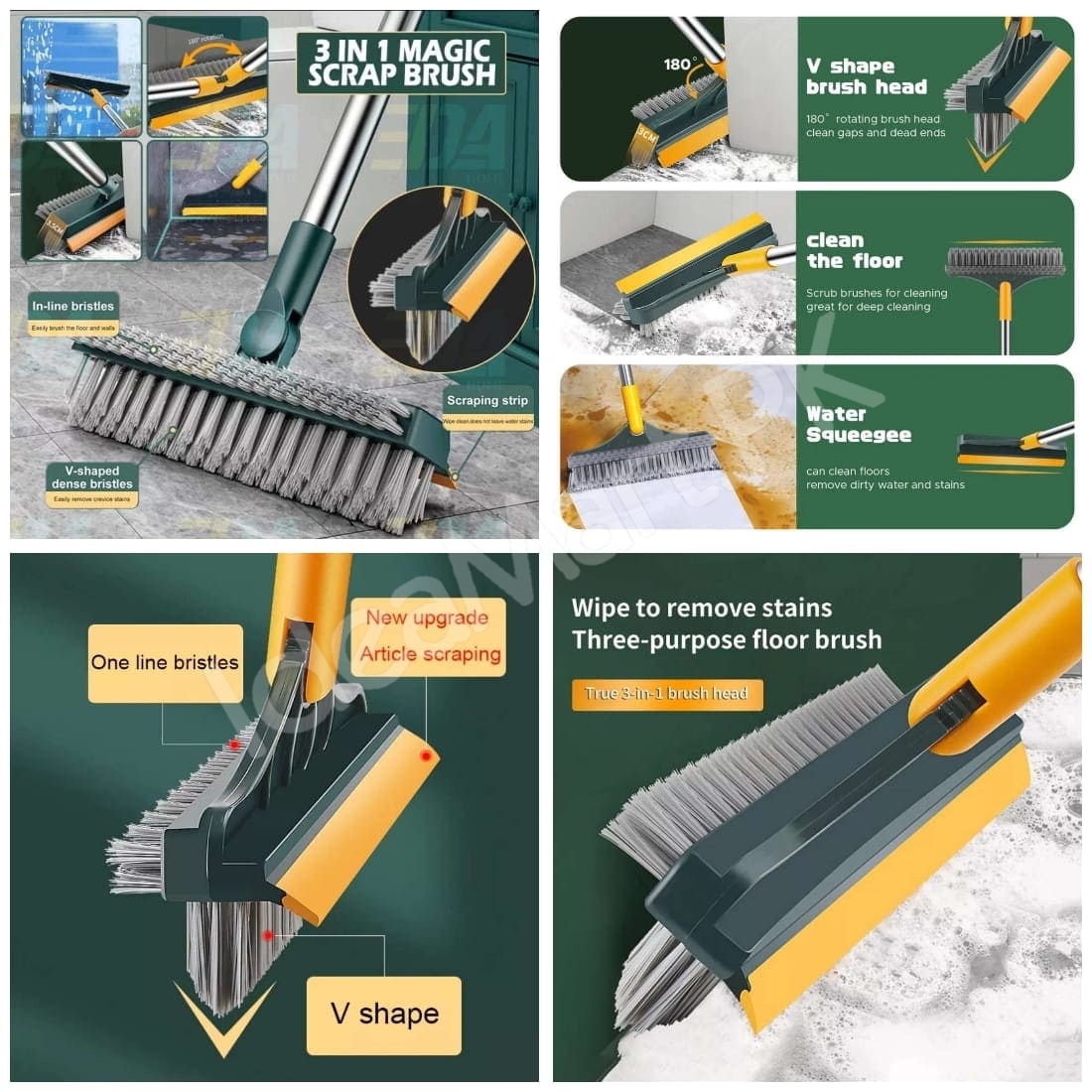 3-in-1-v-shape-stiff-bristle-scrub-brush-with-long-adjustable-handle-scraper-for-floor-grout-wall-cleaning-product-image