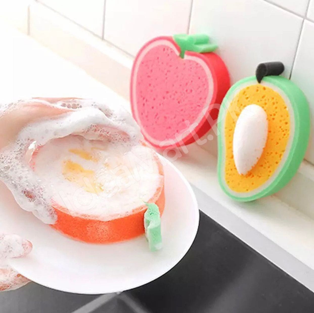cute-fruit-shaped-dishwashing-sponge-thickened-kitchen-cleaning-dishcloths-and-bath-scrubbing-scouring-pad-for-glass-and-dishes-product-image