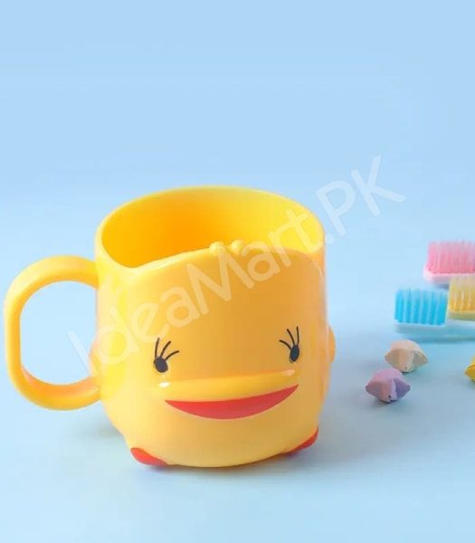 yellow-cartoon-duck-shaped-plastic-cup-with-handle-multi-purpose-kids-bathroom-tumbler-toothbrush-holder-product-image