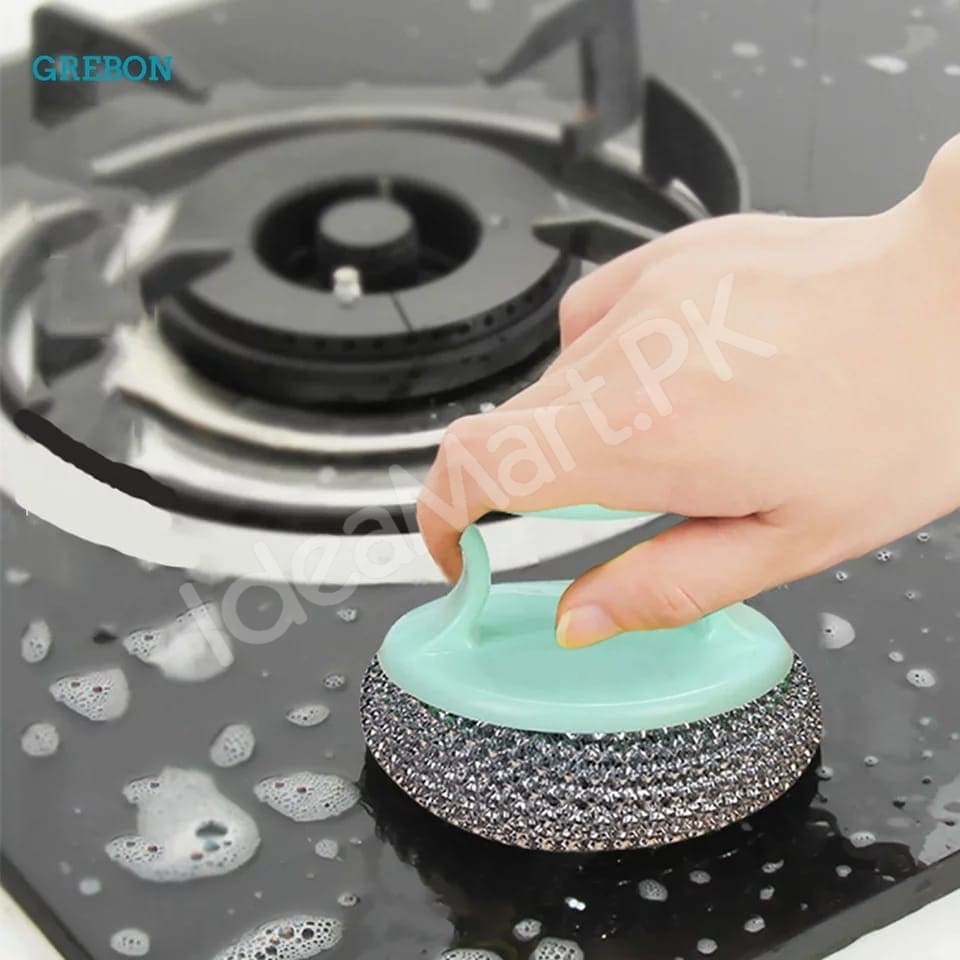 handled-stainless-steel-scrubber-with-plastic-grip-for-heavy-duty-kitchen-pot-pan-and-dish-cleaning-product-image
