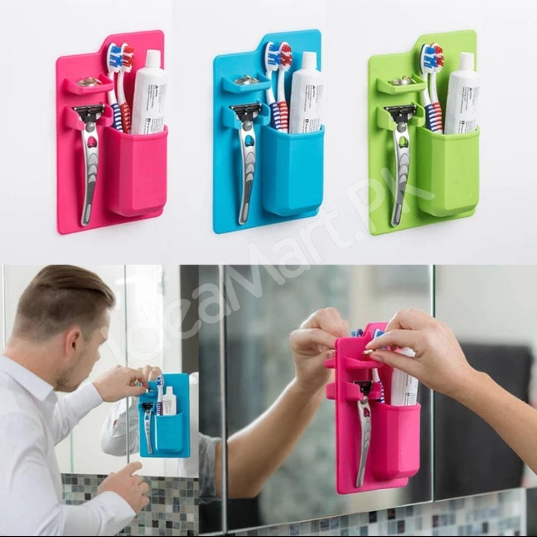 silicone-wall-mounted-holder-multifunctional-organizer-for-toothbrush-shaver-razor-and-bathroom-essentials-product-image