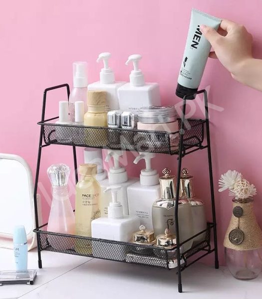 2-tier-black-metal-countertop-storage-shelf-and-spice-rack-for-bathroom-vanity-and-kitchen-accessories-tidy-product-image