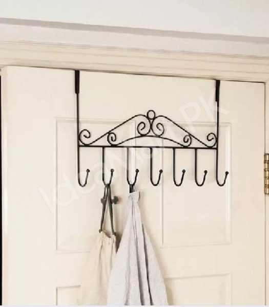 wrought-iron-style-over-the-door-hanger-with-multiple-hooks-for-coats-hats-towels-and-bags-product-image