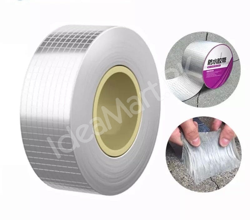 aluminum-foil-butyl-rubber-tape-high-temperature-waterproof-leak-proof-nano-self-adhesive-tape-for-duct-wall-and-crack-repairs-product-image