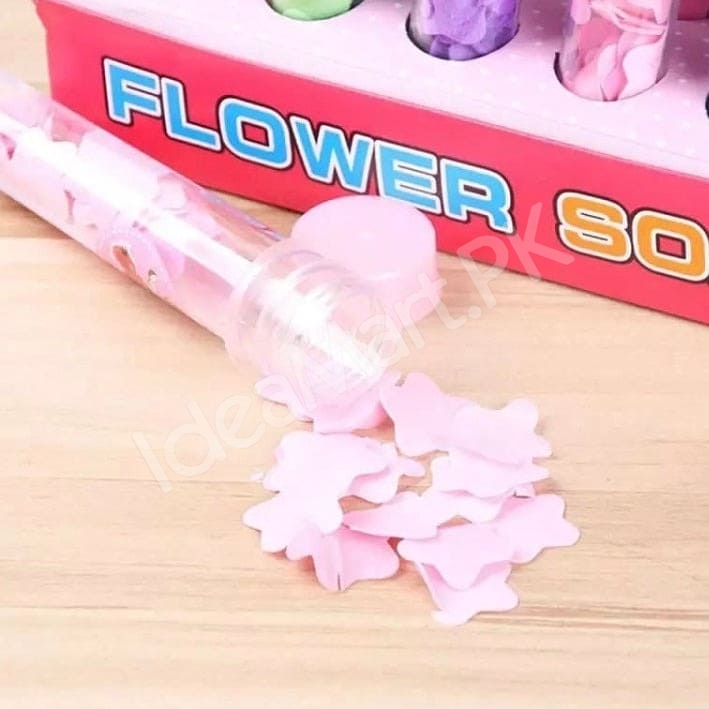 portable-disposable-flower-shaped-scented-paper-soap-flakes-in-tube-for-hand-washing-and-travel-product-image