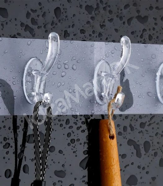 flexible-transparent-6-hook-adhesive-utility-strip-hanger-wall-mount-storage-for-bathroom-towels-kitchen-tools-home-goods-product-image