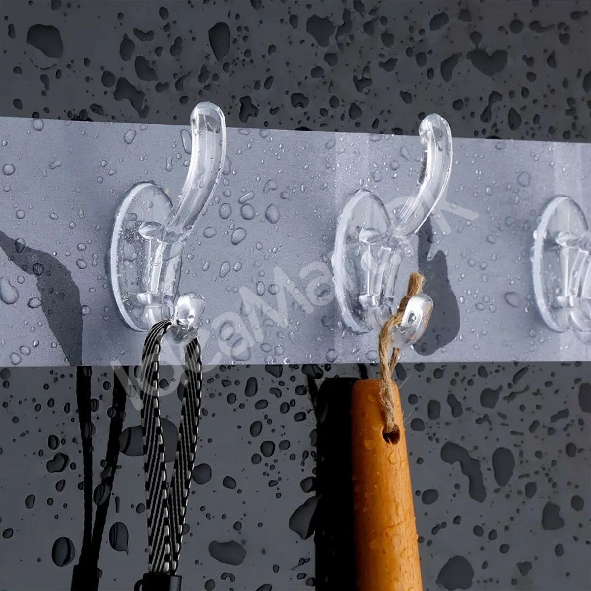 flexible-transparent-6-hook-adhesive-utility-strip-hanger-wall-mount-storage-for-bathroom-towels-kitchen-tools-home-goods-product-image
