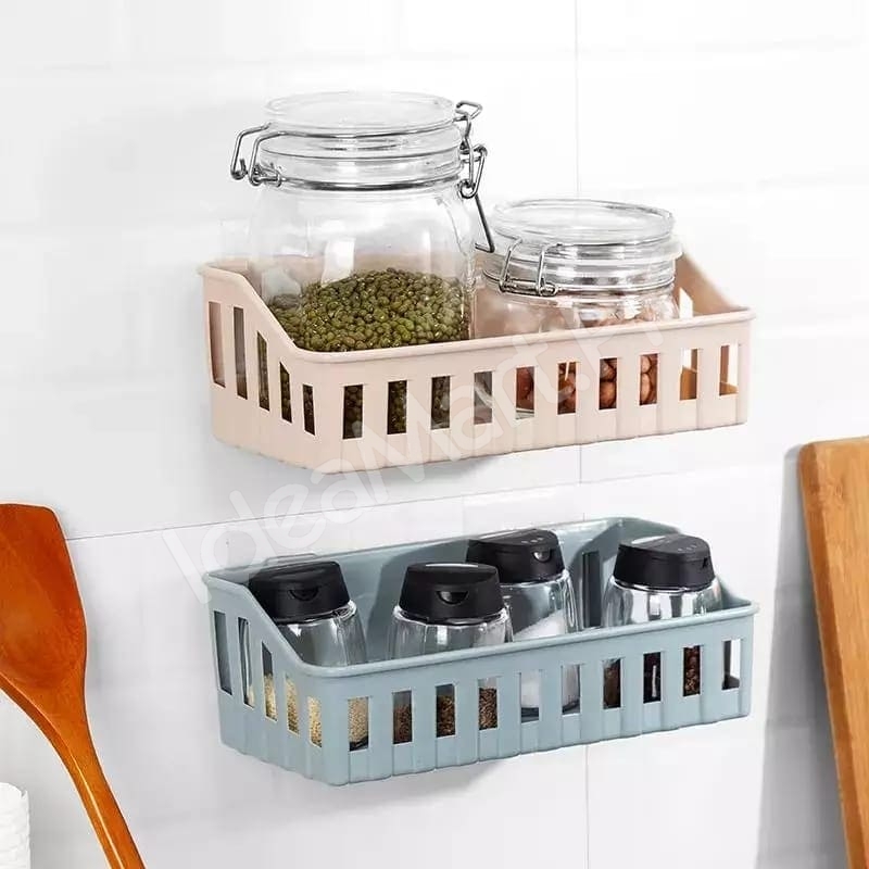 no-drill-adhesive-plastic-bathroom-shower-shelf-kitchen-storage-basket-organizer-for-shampoo-soap-cosmetics-toiletries-product-image