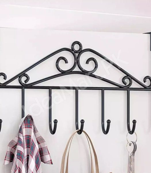wrought-iron-style-over-the-door-hanger-with-multiple-hooks-for-coats-hats-towels-and-bags-product-image