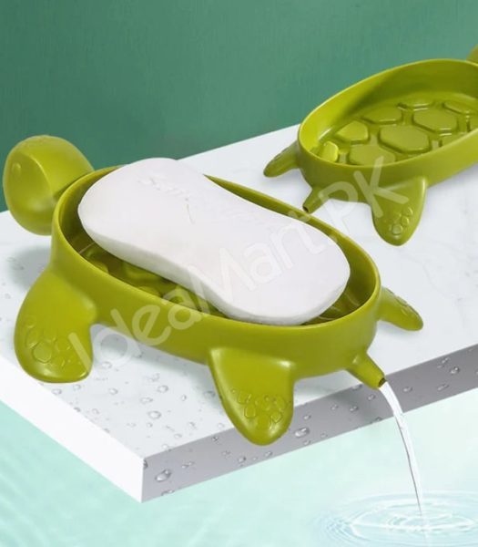 cute-green-slotted-turtle-soap-holder-dish-bathroom-countertop-shower-bar-drainer-product-image
